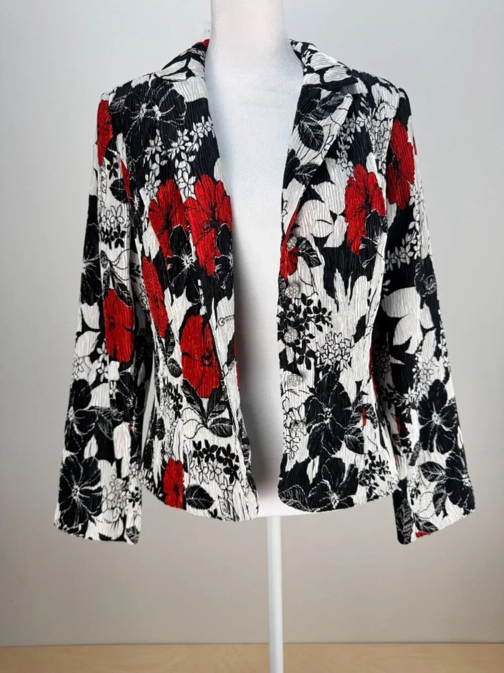 Jackie Jon Womens Floral Print Blazer Jacket Multicolor Size 6 Long Sleeve - Picture 5 of 13